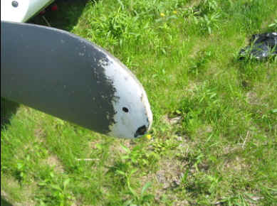 Fiberglass Rudder is damaged and exposed..